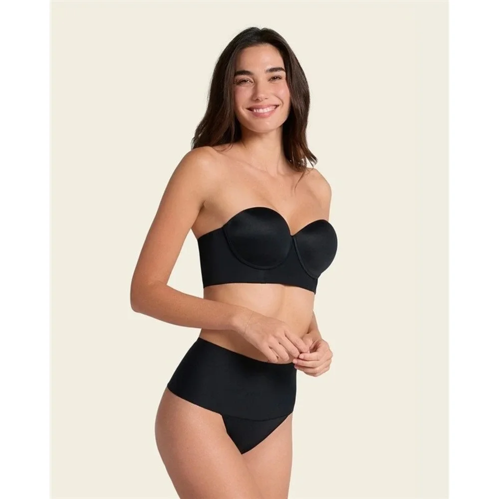 NWT Leonisa 38B Bra 360 Strapless Contouring Bra Black 131827